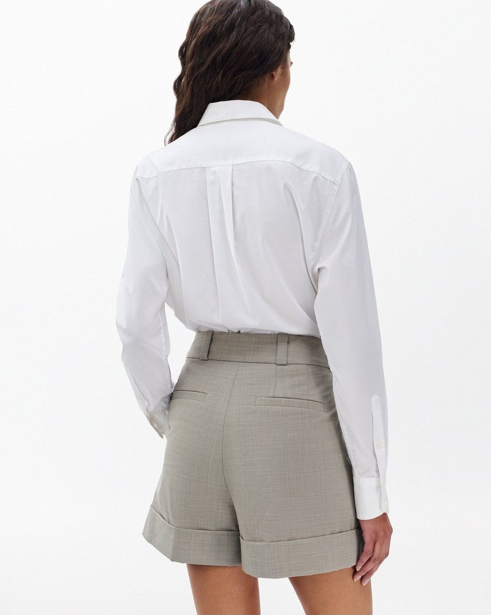 Neila Italian Stretch Wool Shorts - Light Taupe - Image 6