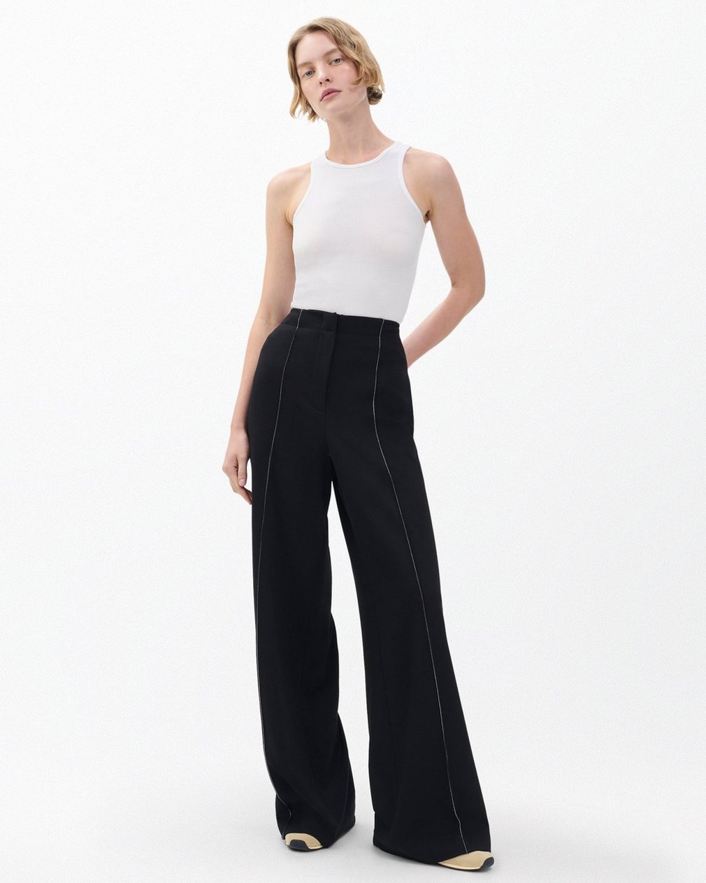 Irina Contrast-Stitch Pants - Black - Image 3