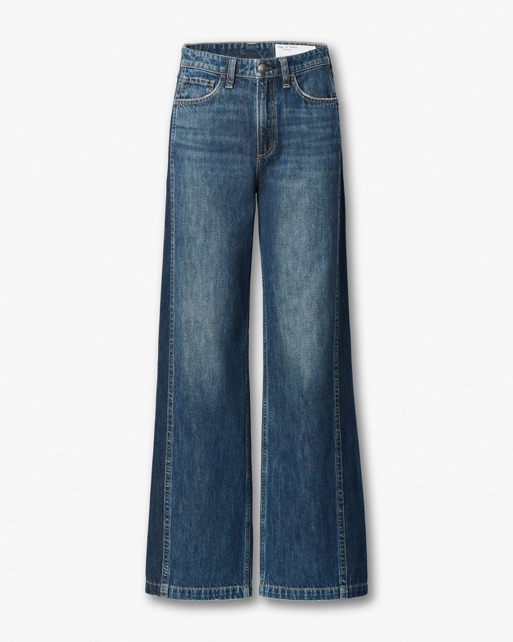 Logan Spliced Wide-Leg Jeans - Two Tone Dk Indigo - Image 2