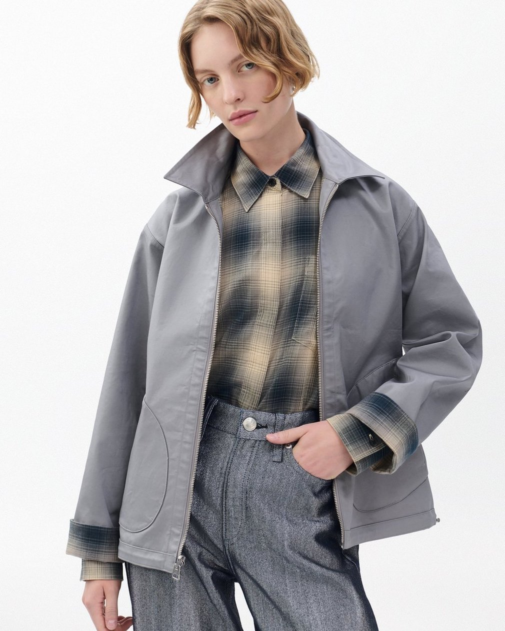 Carrie Reversible Jacket - Grey Plaid - Image 4