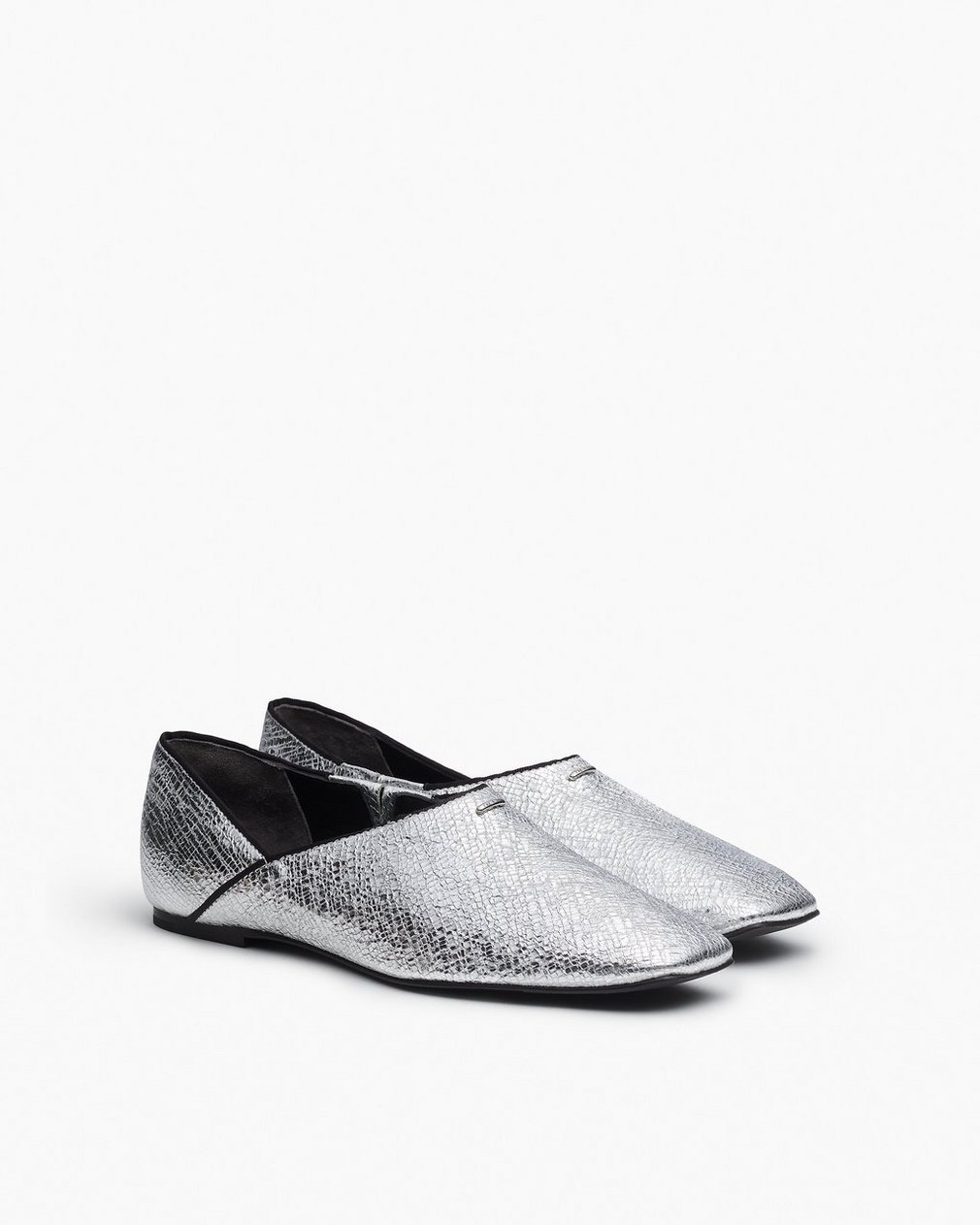 Sadie Leather Flats - Silver - Image 3