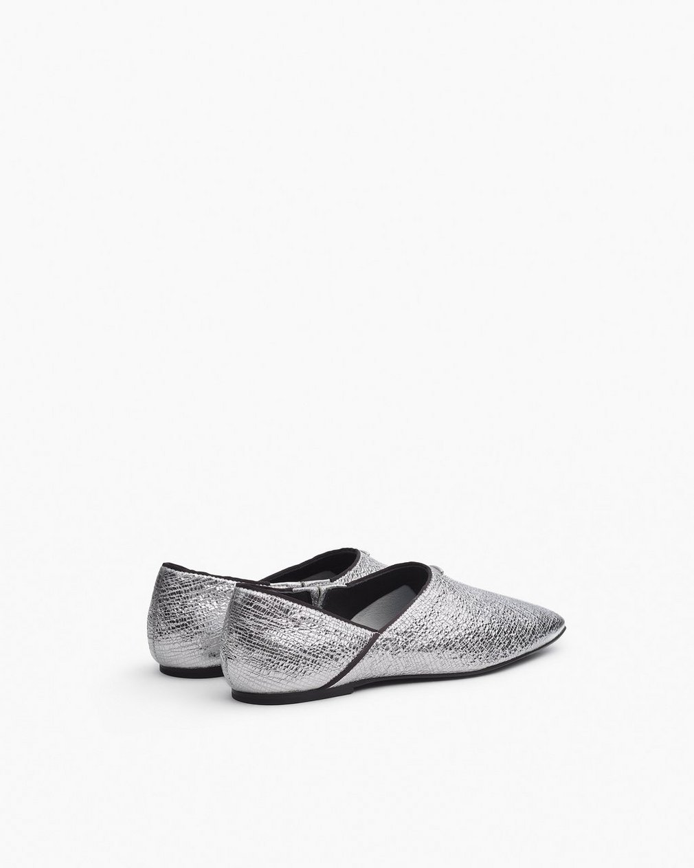 Sadie Leather Flats - Silver - Image 4