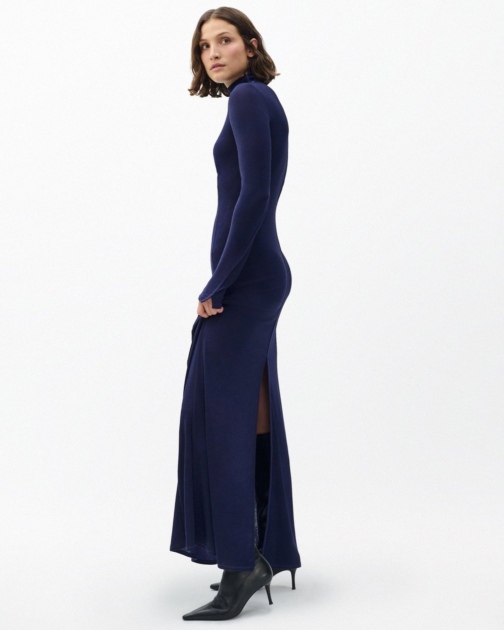 Elsa Metallic Maxi Dress - Dark Blue - Image 3