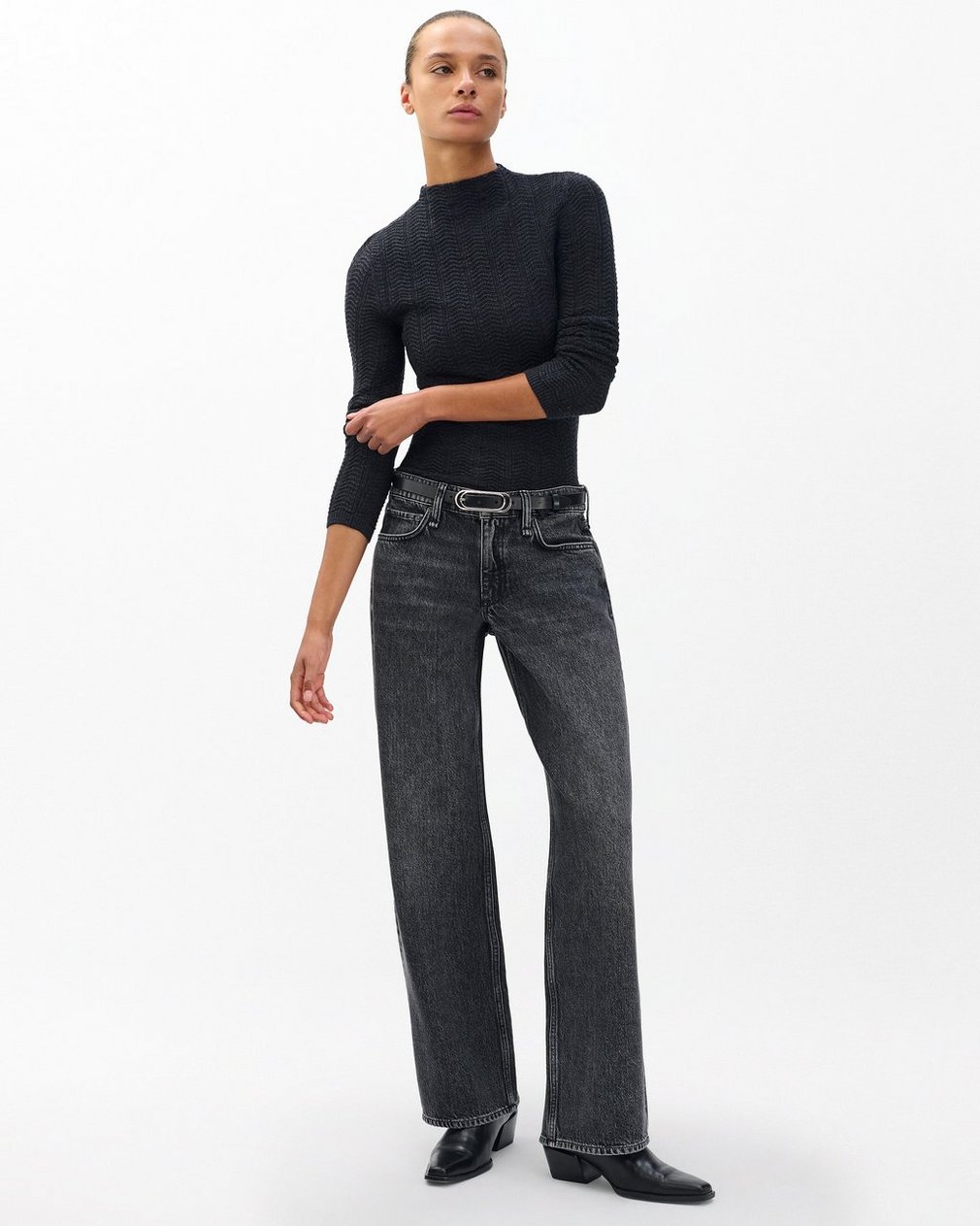Saige Relaxed Straight Jeans - Charcoal - Image 3