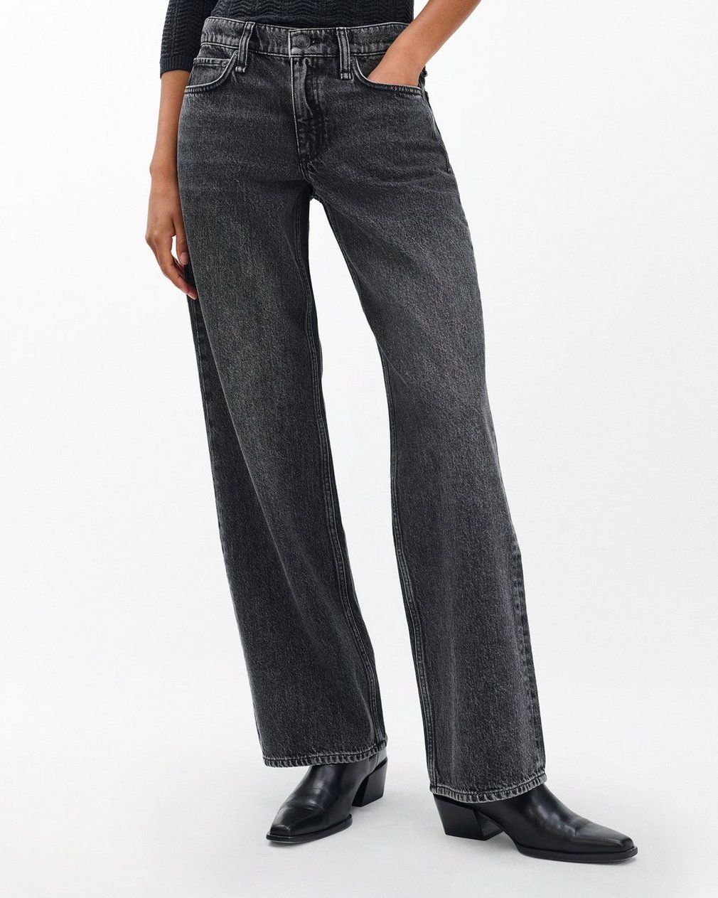 Saige Relaxed Straight Jeans - Charcoal - Image 4