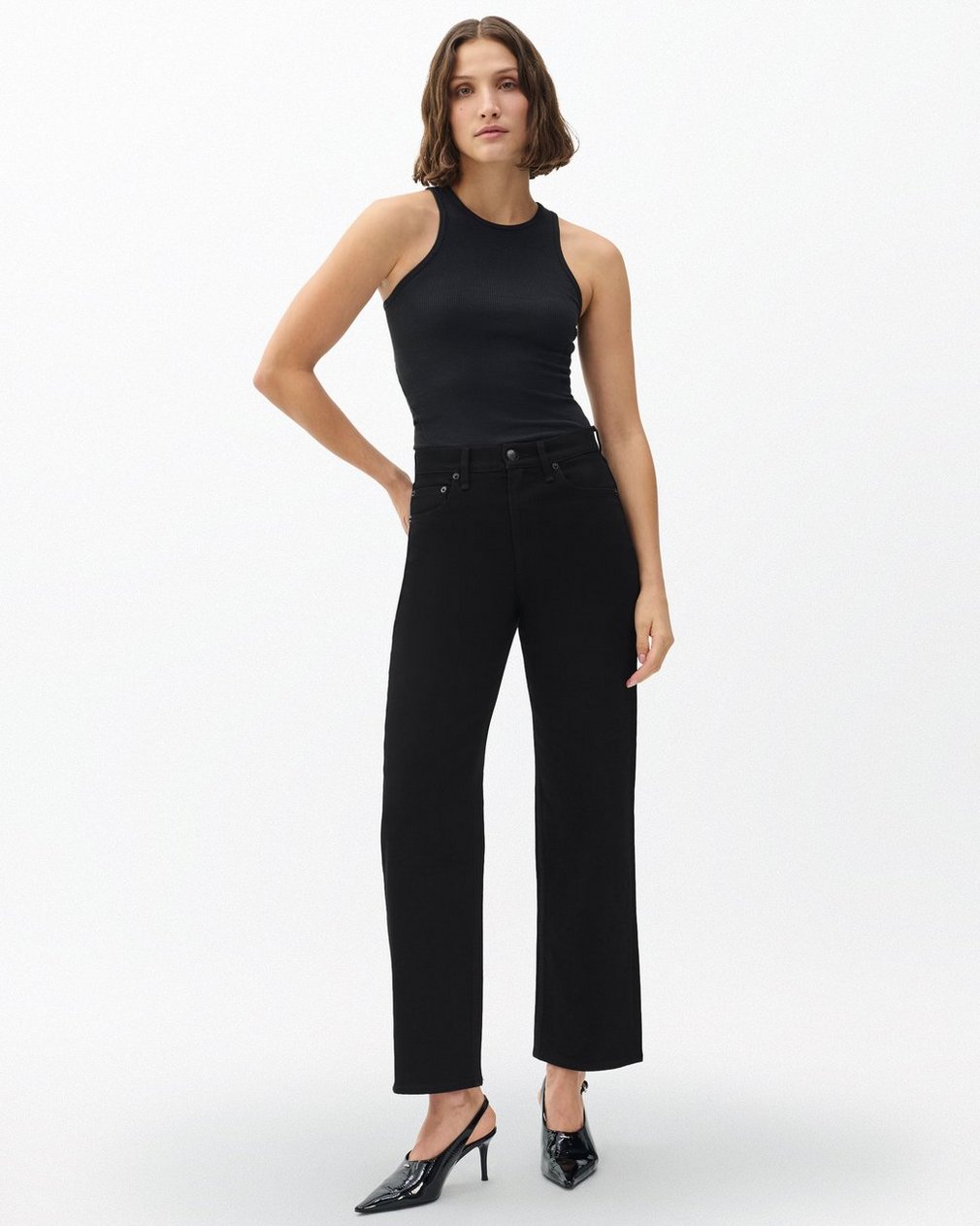 Shea Ankle Relaxed Straight Jeans - Black - Image 3