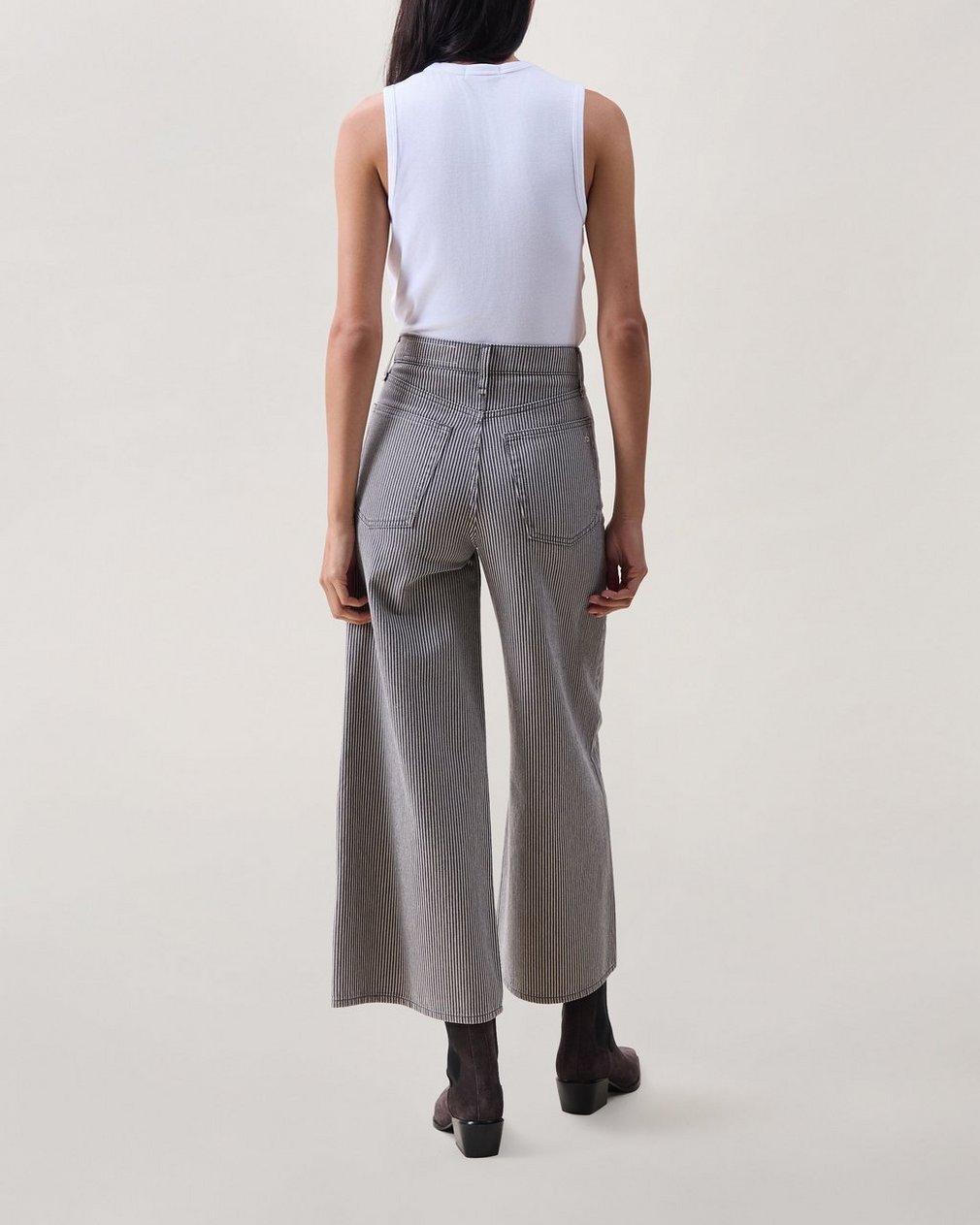 Serena Ankle Wide-Leg Jeans - Grey Stripe - Image 2