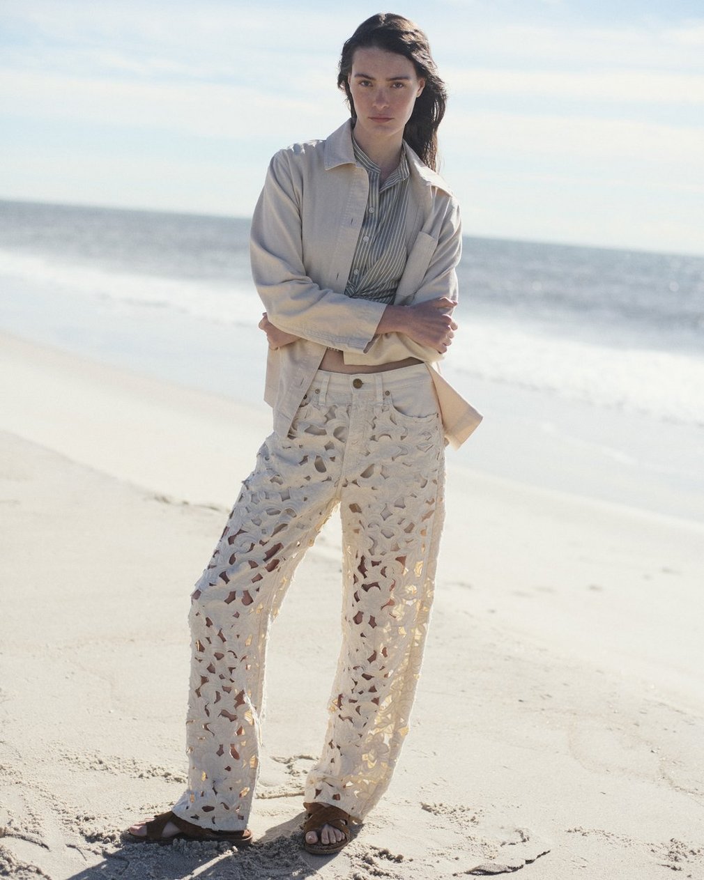 Logan Wide-Leg Jeans - Ecru - Image 8