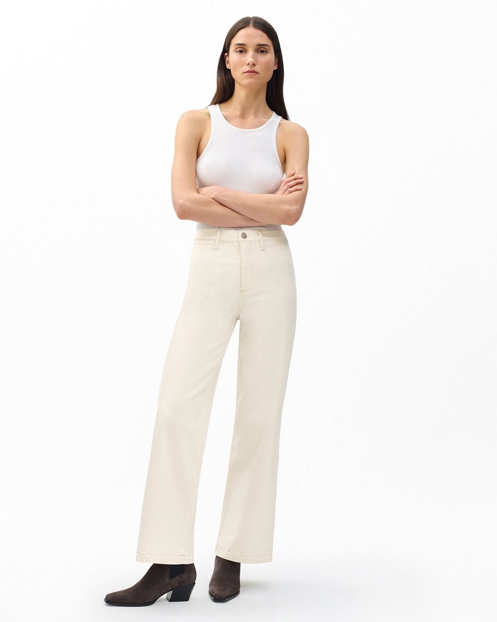 Hadley Wide-Leg Jeans - Ecru - Image 3