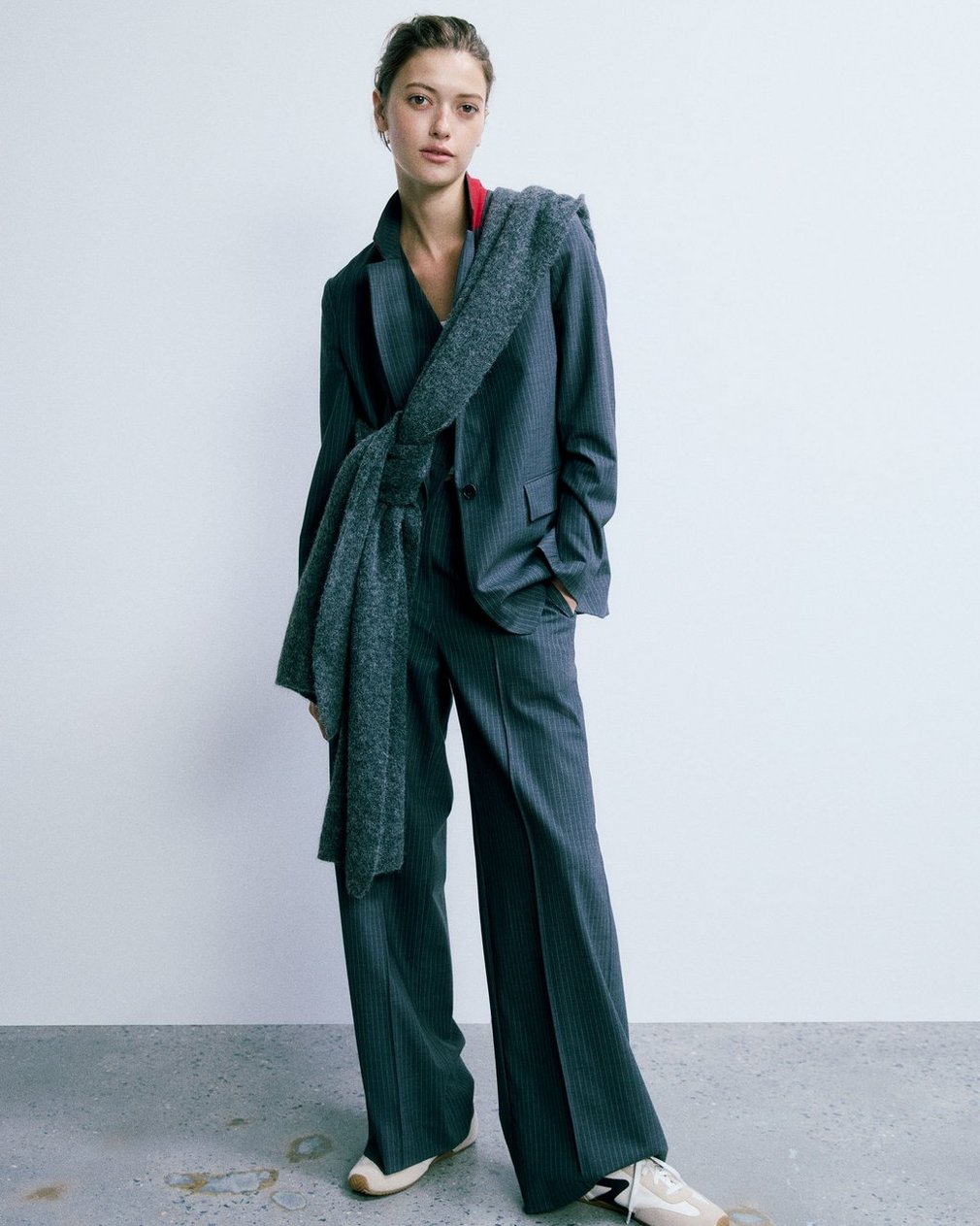 Jennifer Striped Two-in-One Blazer - Grey Stripe - Image 8