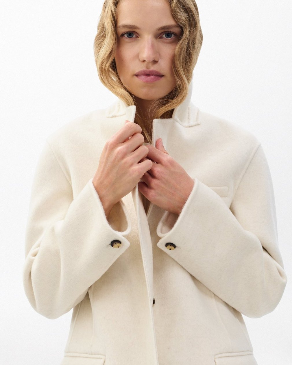 Zoe Double-Face Wool Blazer - Ivory - Image 5