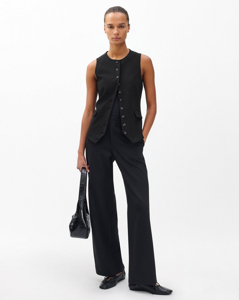 Irina Long Vest - Black - Image 2