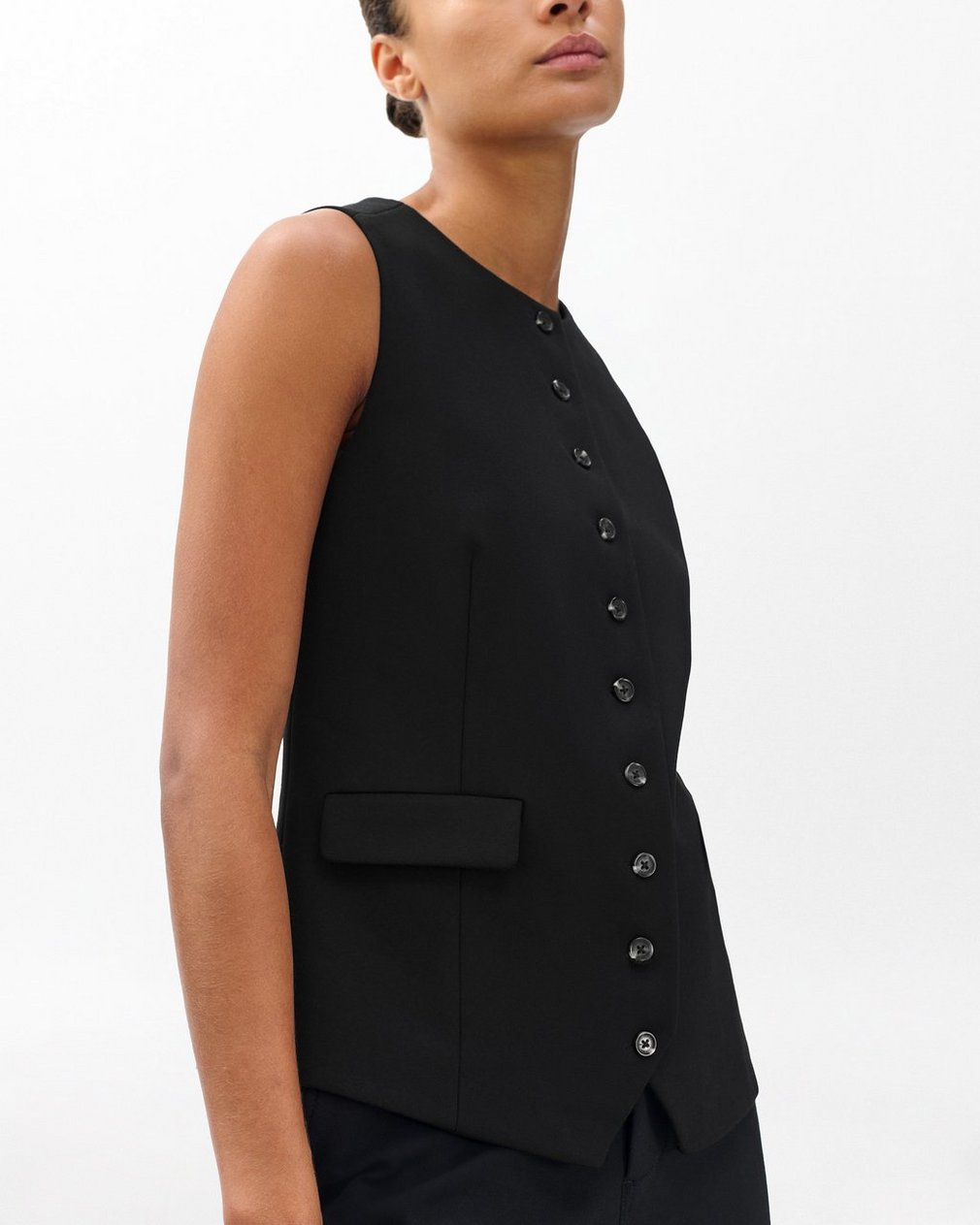 Irina Long Vest - Black - Image 4
