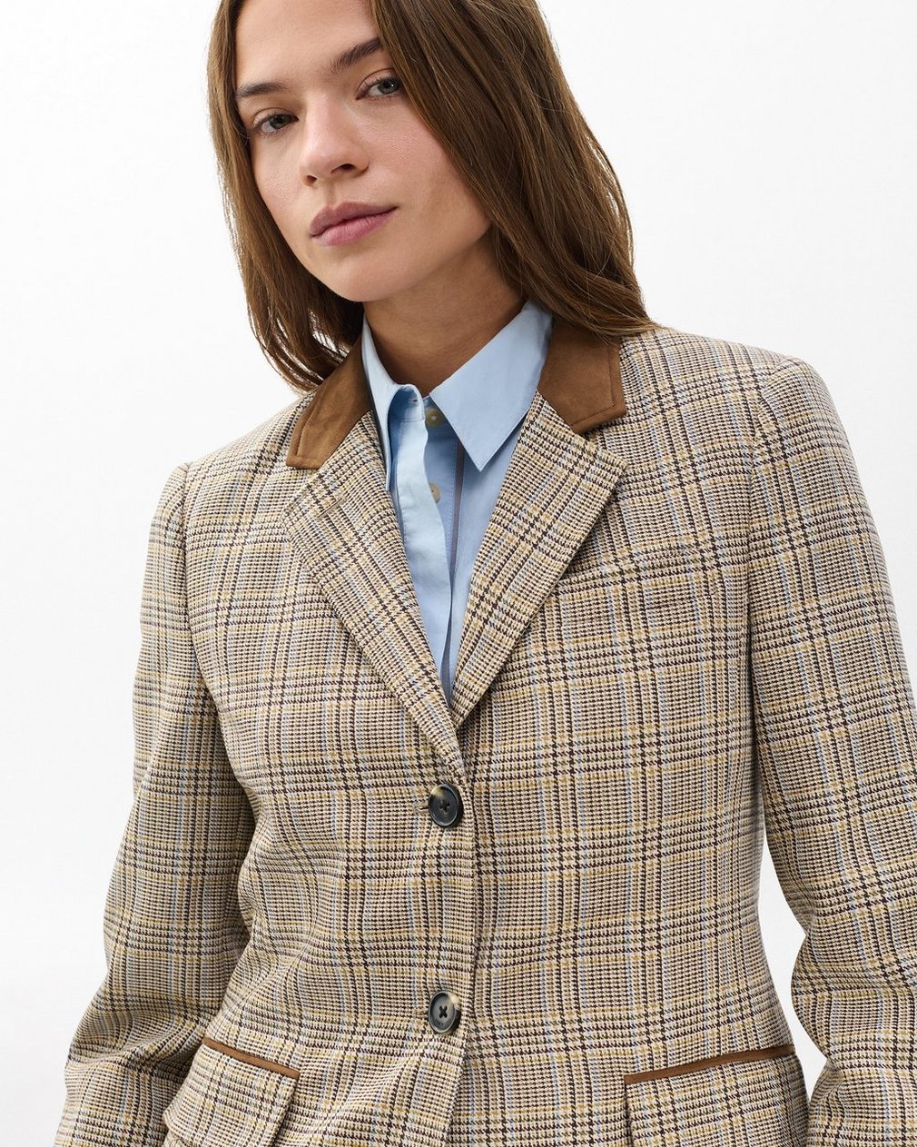Evia Plaid Blazer - Tan Multi - Image 4