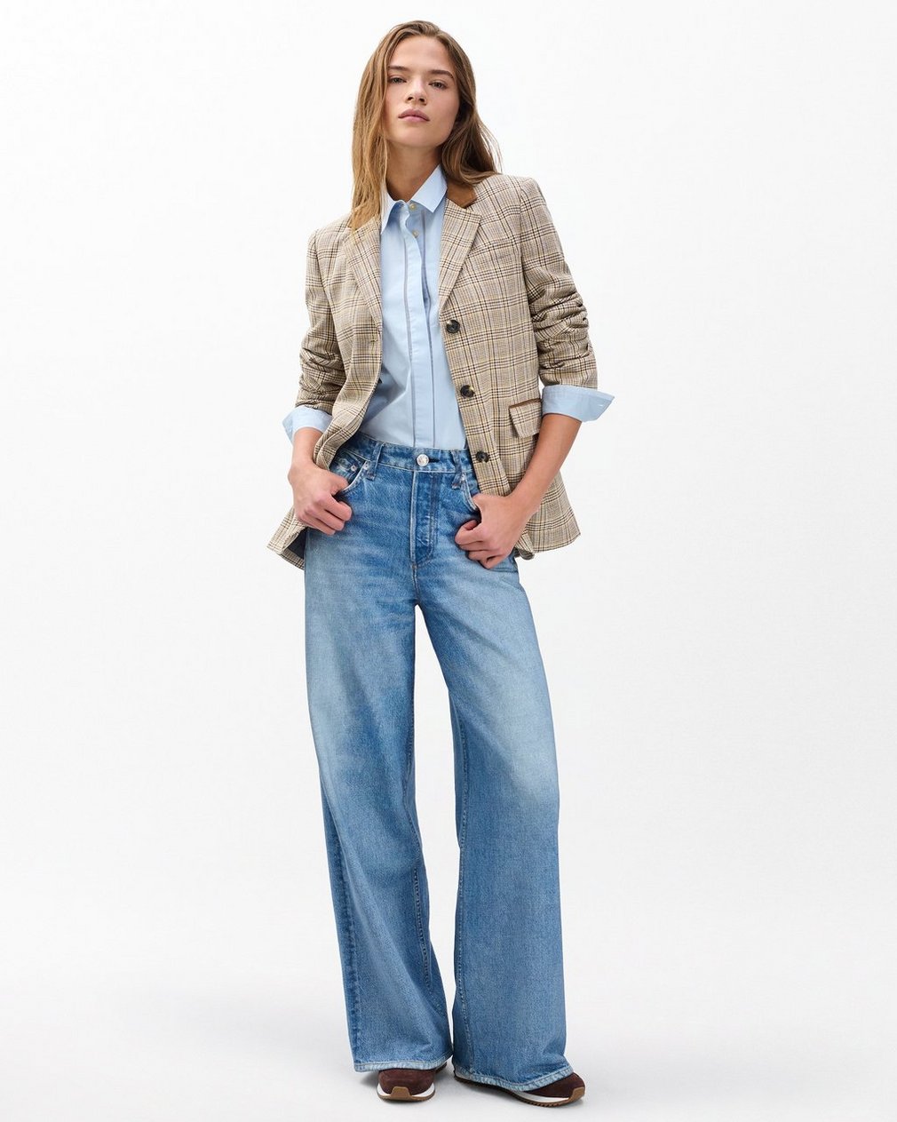 Evia Plaid Blazer - Tan Multi - Image 7