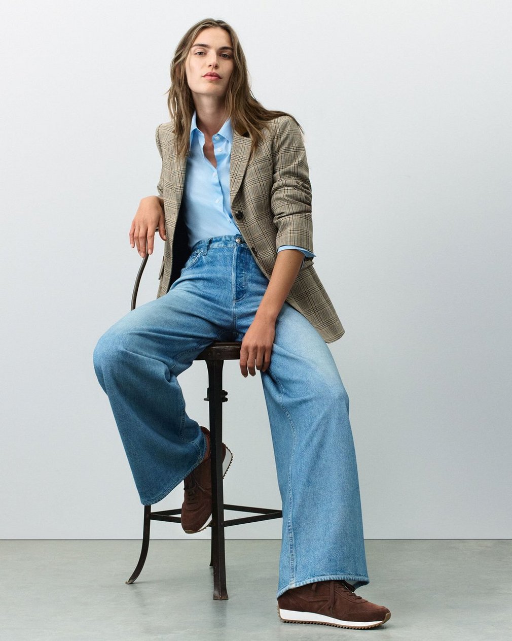 Evia Plaid Blazer - Tan Multi - Image 8