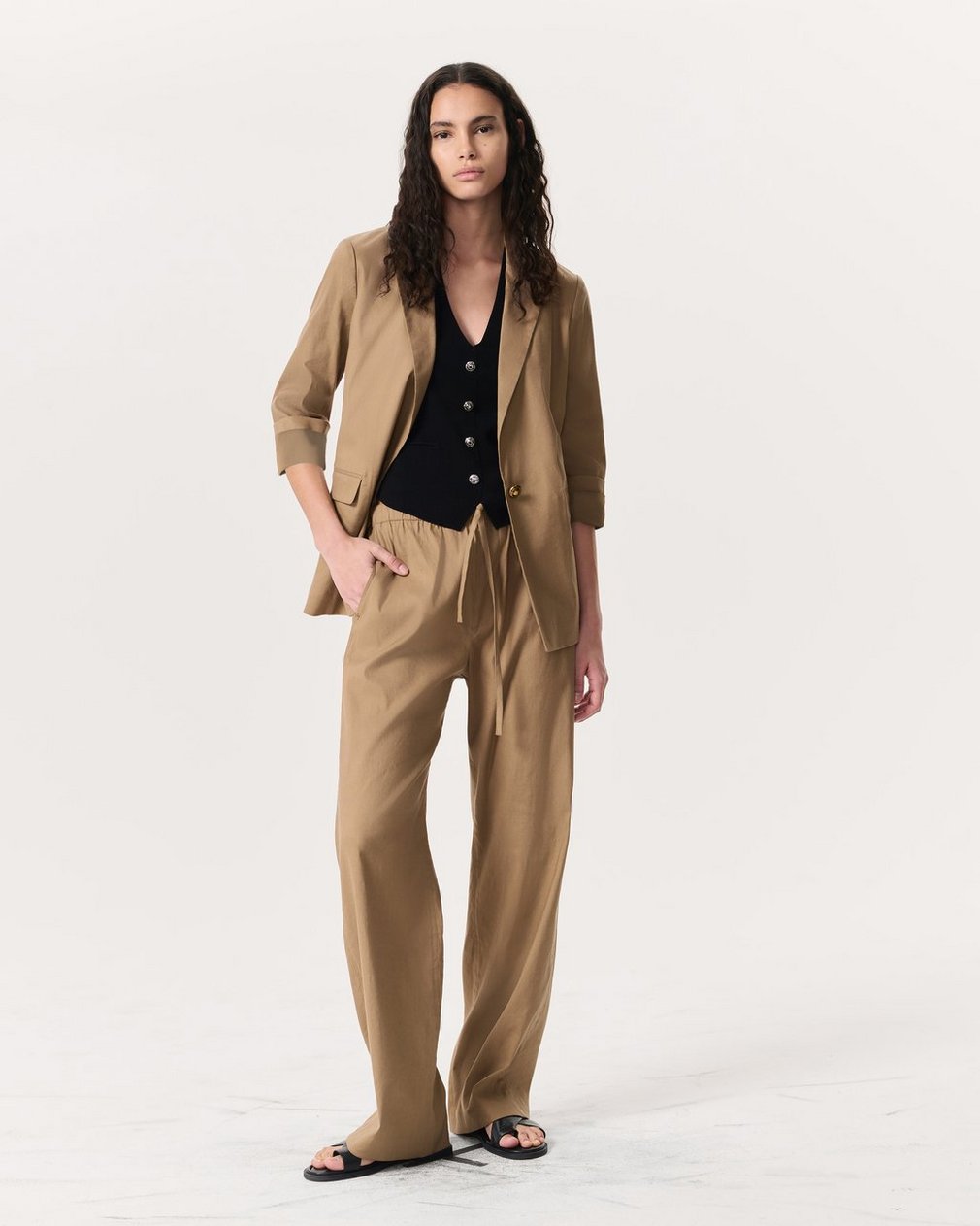 Jennie Linen-Blend Blazer - Muted Brown - Image 4