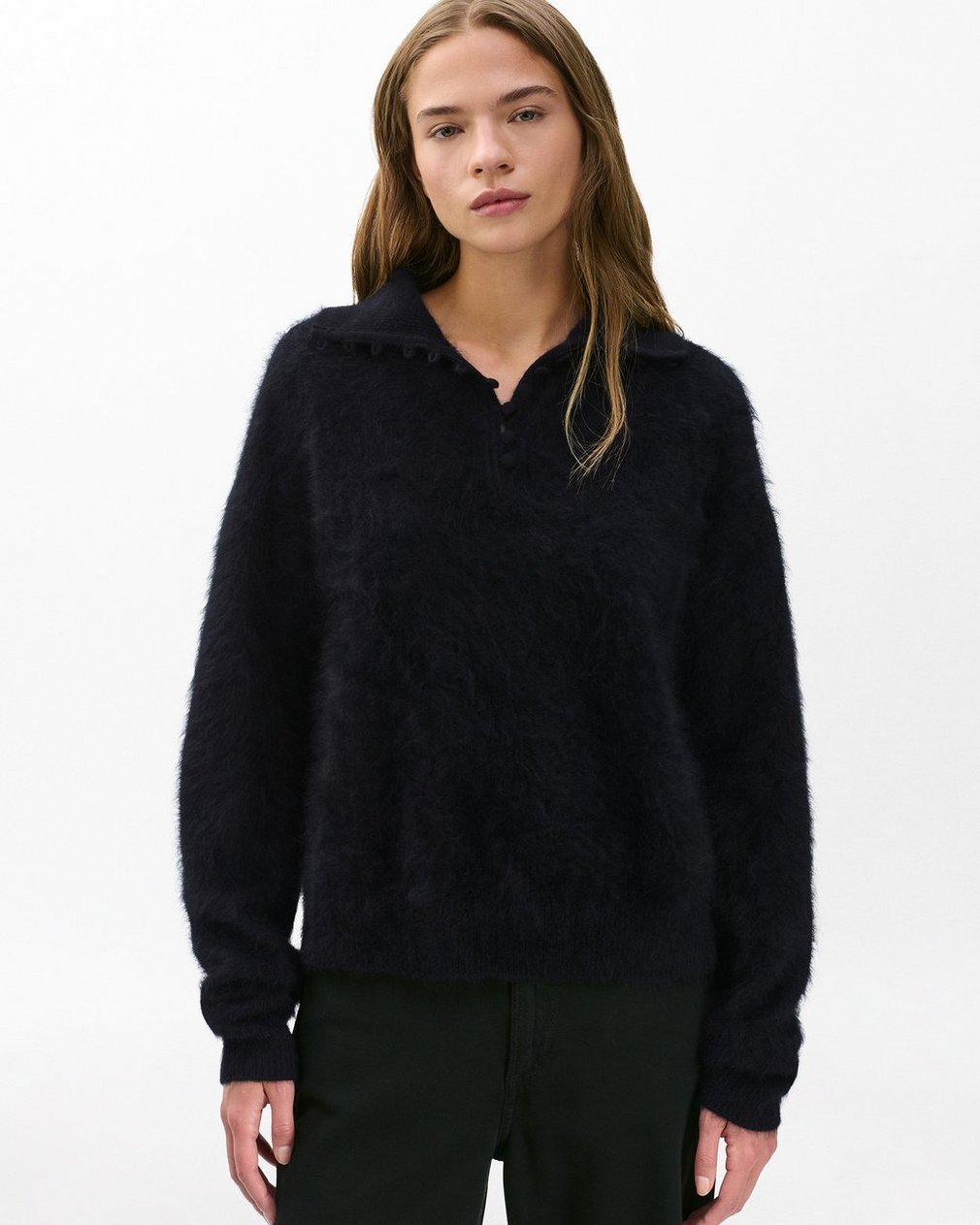 Jada Brushed Cashmere Sweater - Black - Image 4