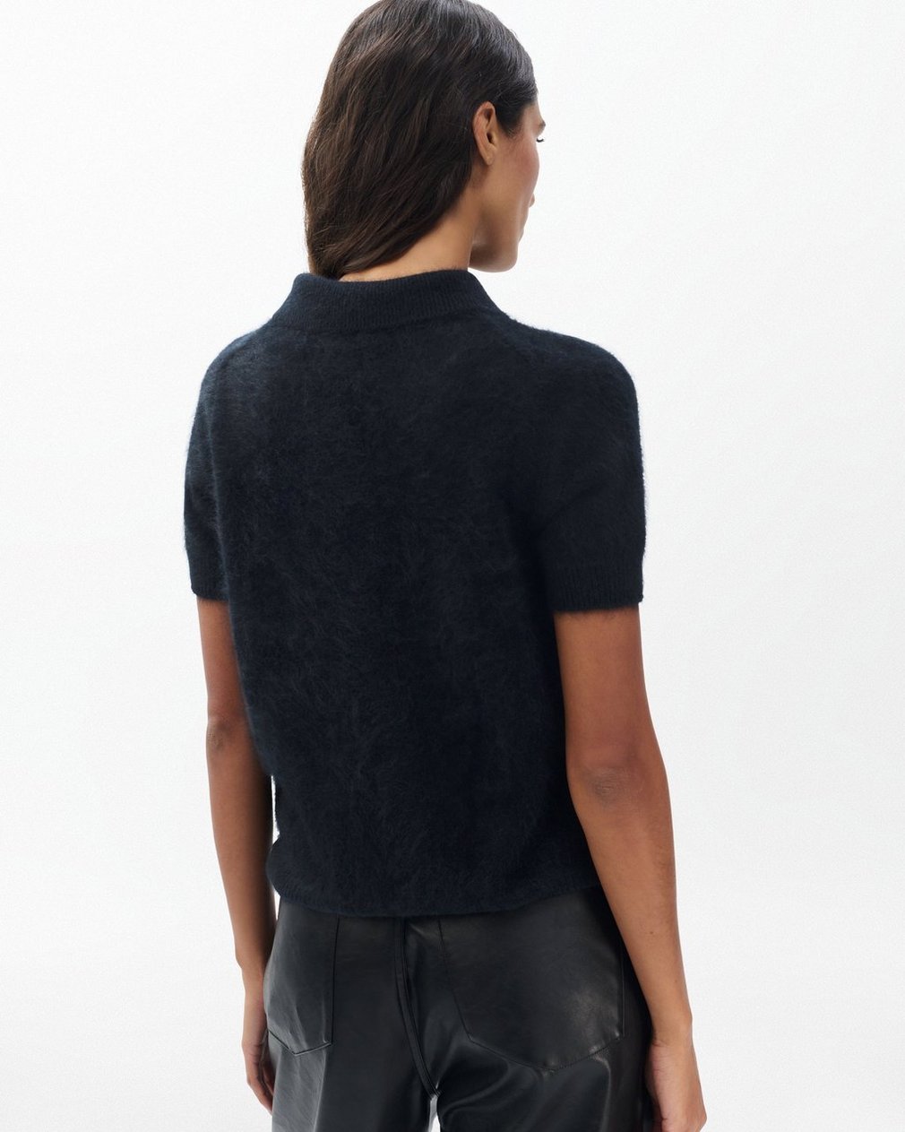 Jada Brushed Cashmere Polo - Black - Image 6