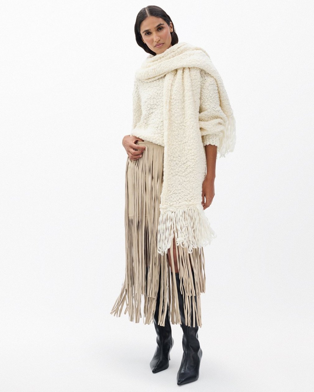 Luisa Scarf Sweater - Ivory - Image 3