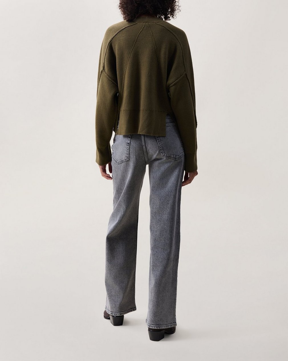 Lysa Cropped Sweater - Olive - Image 2