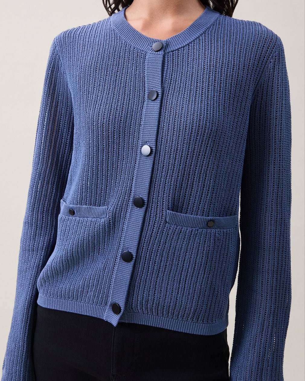 Vivi Open-Knit Cardigan - Worn Indigo - Image 3