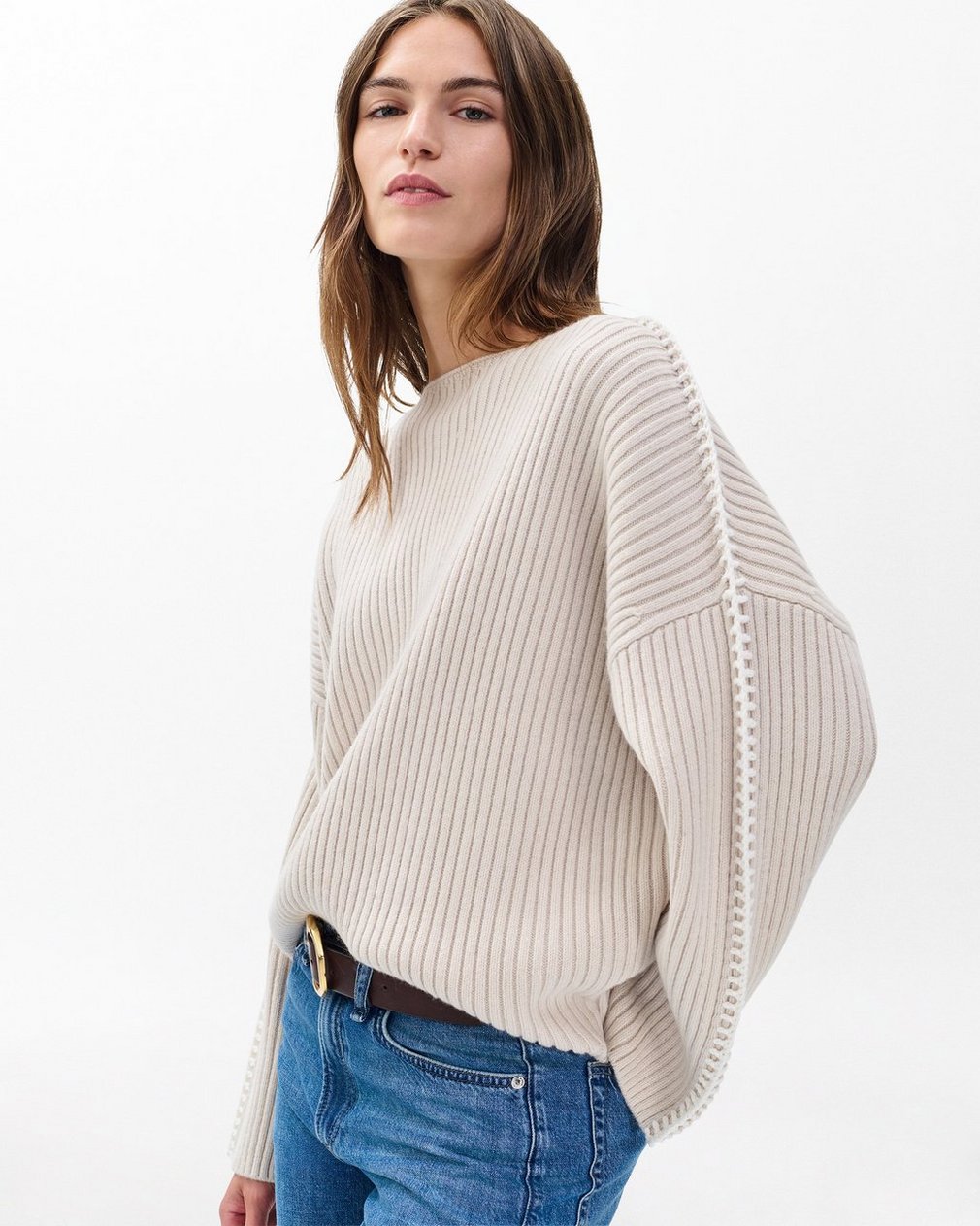 Ingrid Boatneck Wool Sweater - Light Oat - Image 5