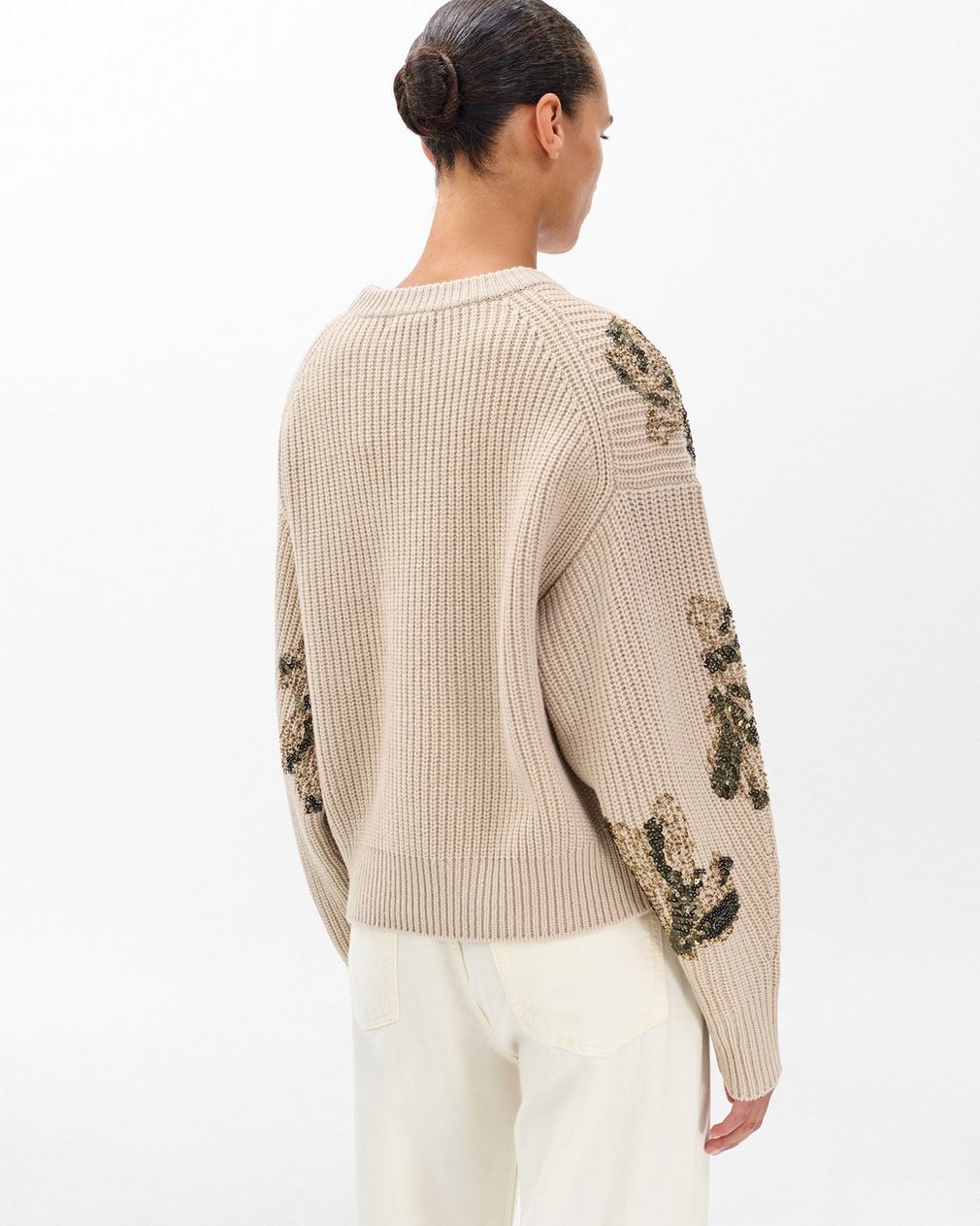 Julie Sequined Wool Sweater - Beige - Image 6