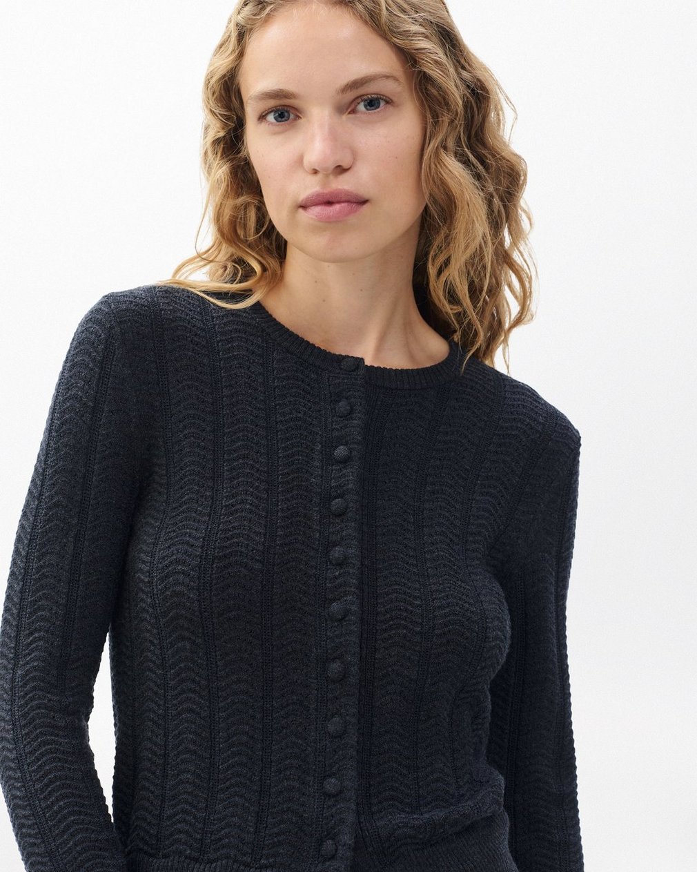 Francesca Wool-Blend Cardigan - Charcoal - Image 4