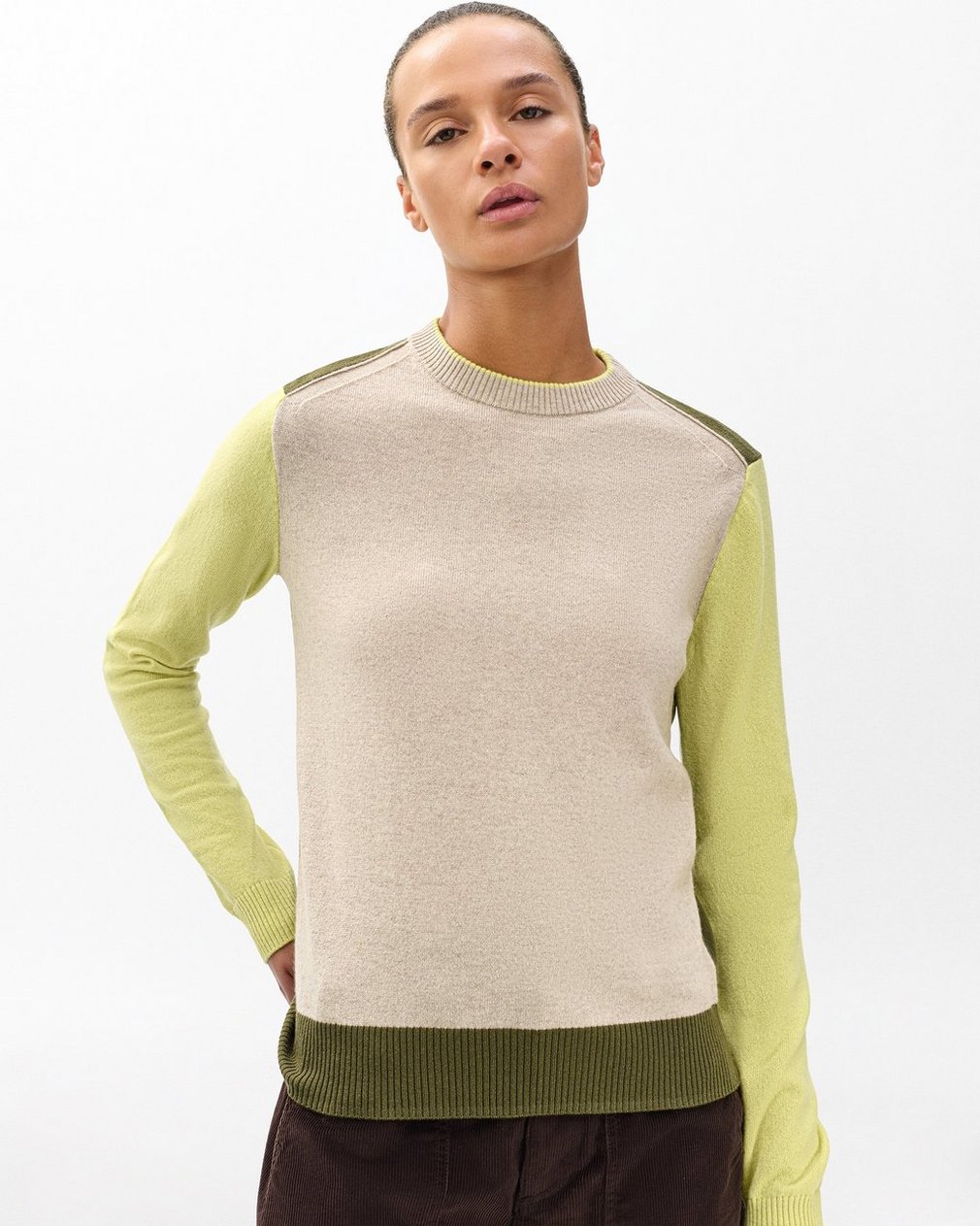 Taron Colorblock Wool Sweater - Oatmeal Multi - Image 4
