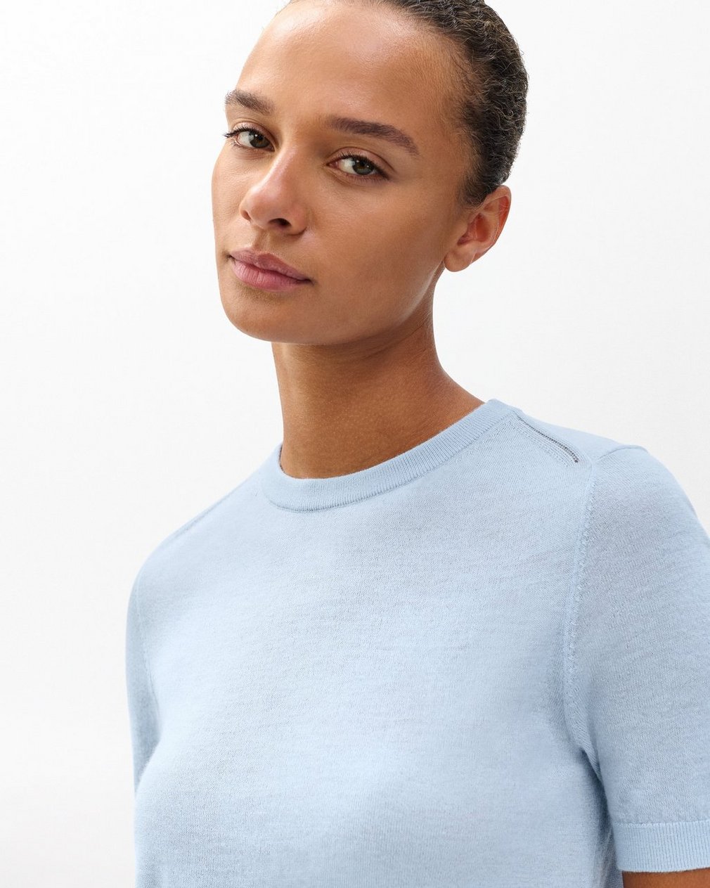Adeline Lightweight Cashmere Tee - Light Blue - Image 4