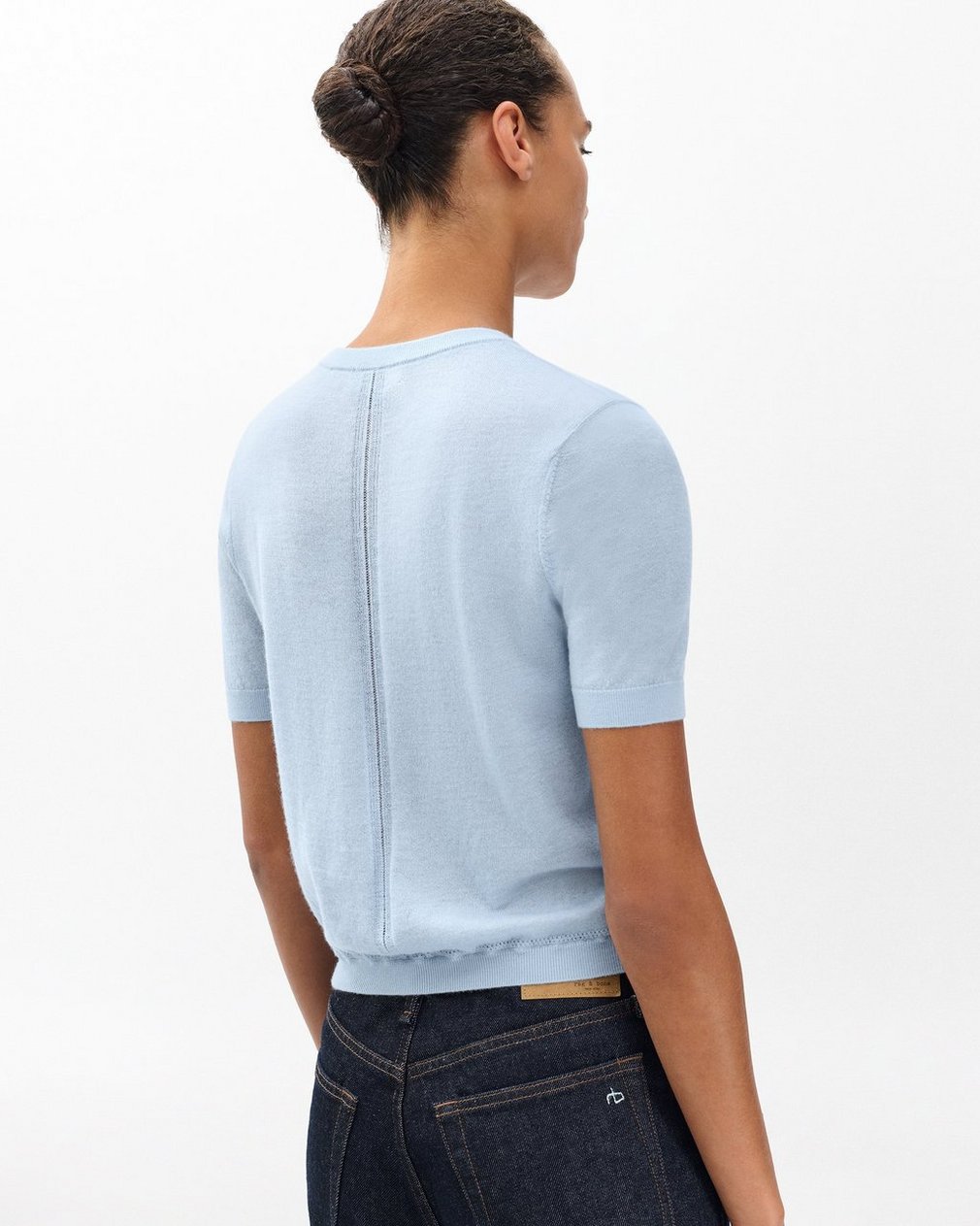 Adeline Lightweight Cashmere Tee - Light Blue - Image 6
