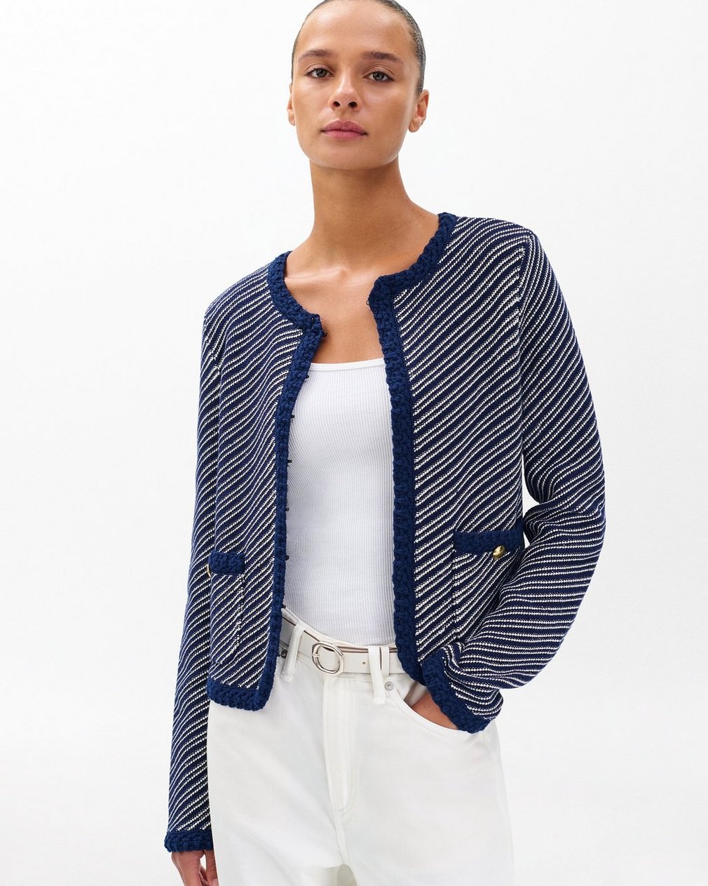 Claire Striped Cardigan - Indigo - Image 5