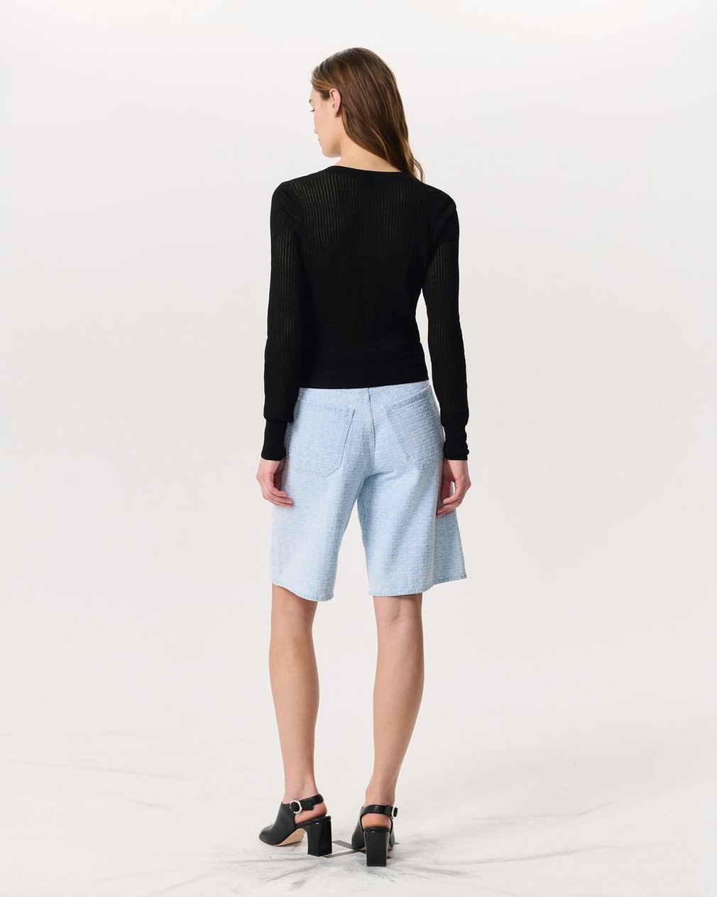 Molly Open-Knit Cardigan - Black - Image 5