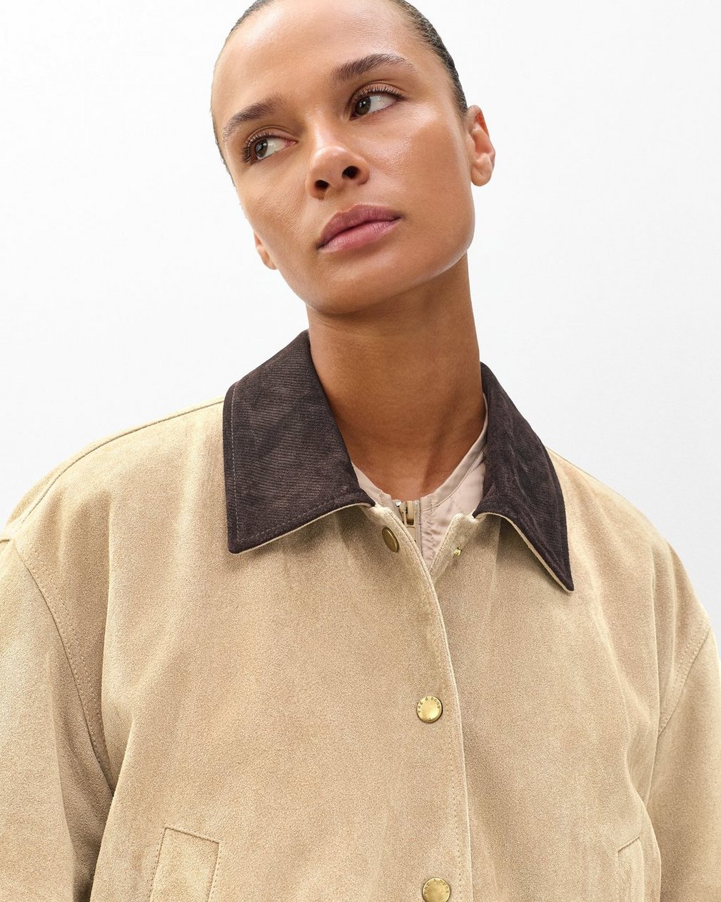 Cassidy Calf Suede Jacket - Tan - Image 4