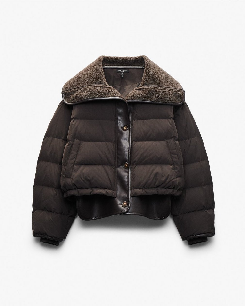 Gloria Mixed-Media Puffer Jacket - Brown - Image 2