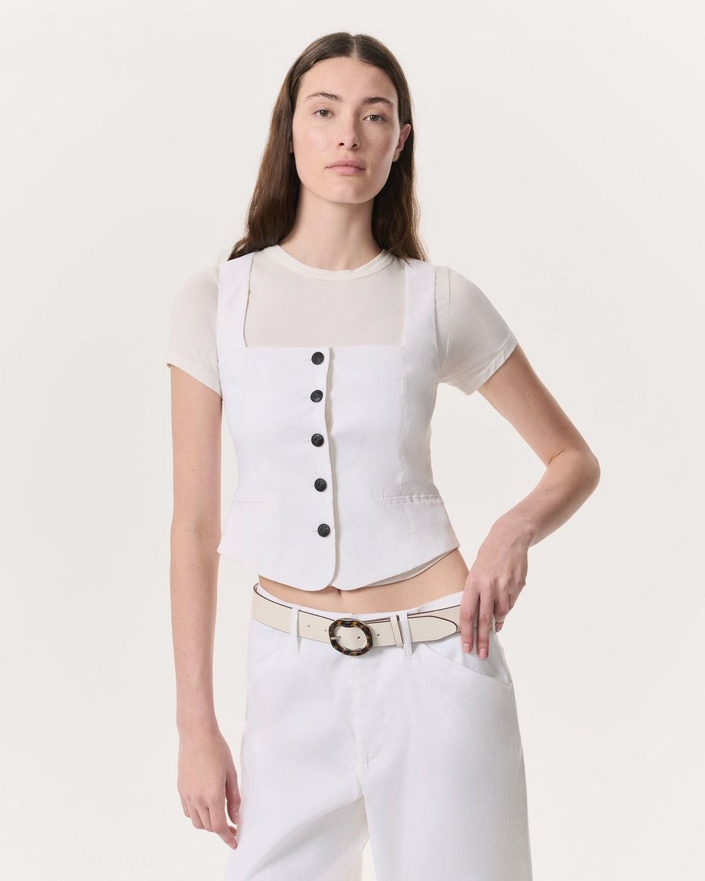 Mariana Linen-Blend Vest - White - Image 3