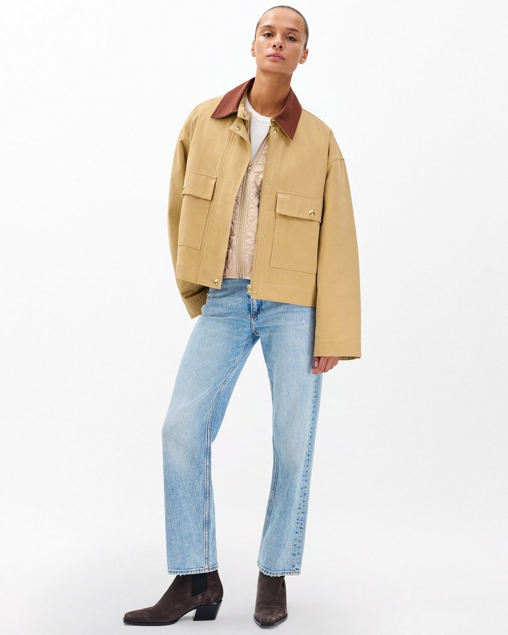 Nonie 2-in-1 Cotton Twill Jacket - Beige - Image 3