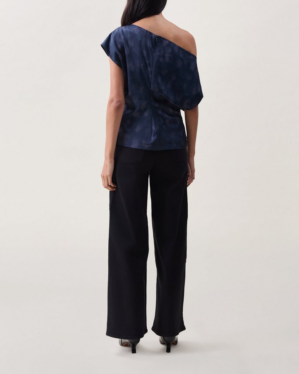 Evelyn Satin Top - Navy Leopard - Image 2