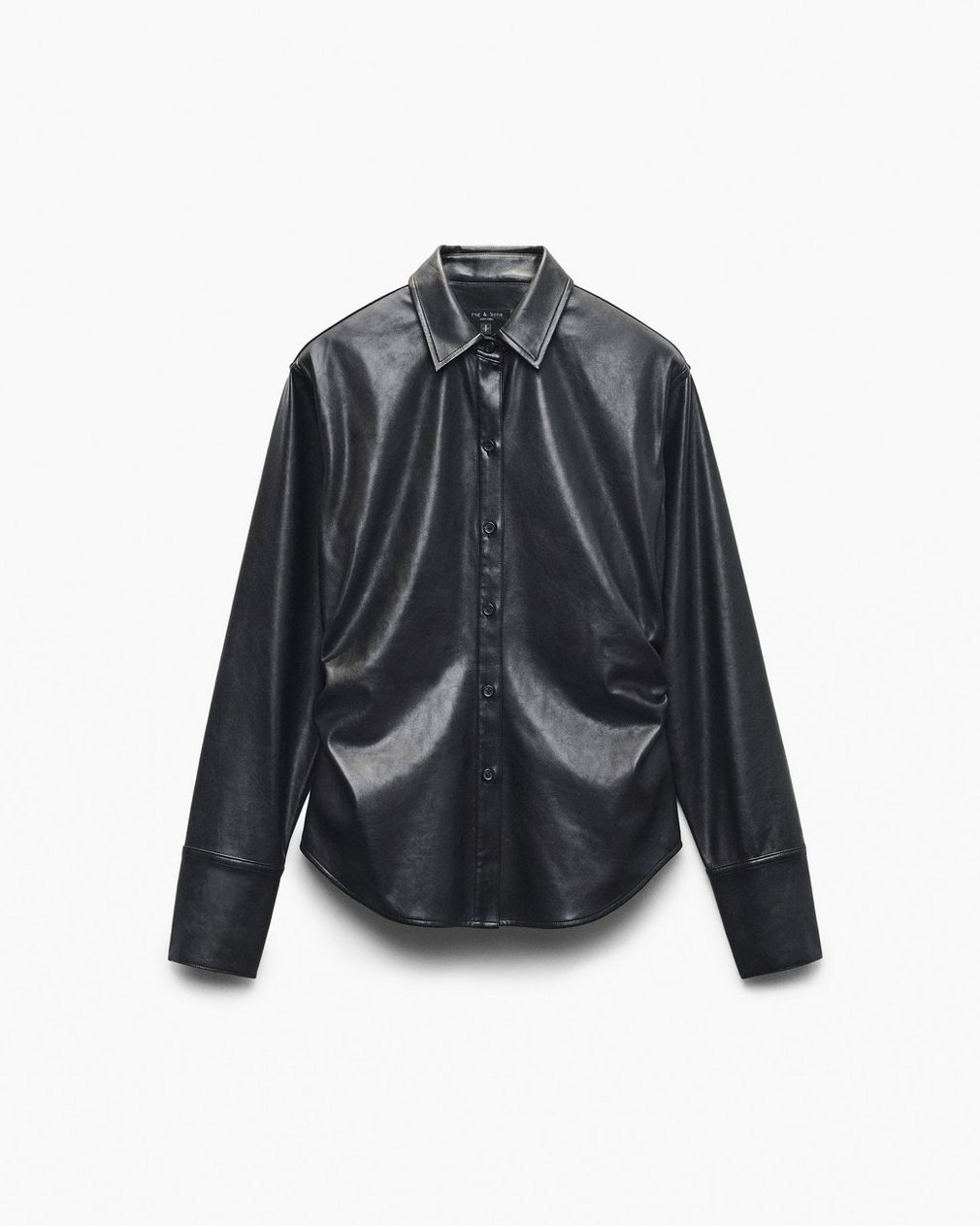 Leah Faux Leather Shirt - Black - Image 2