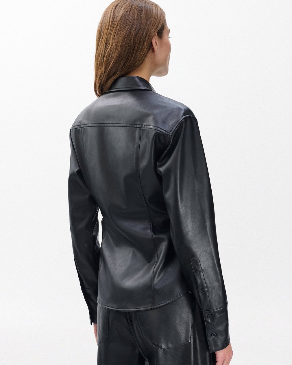 Leah Faux Leather Shirt - Black - Image 7