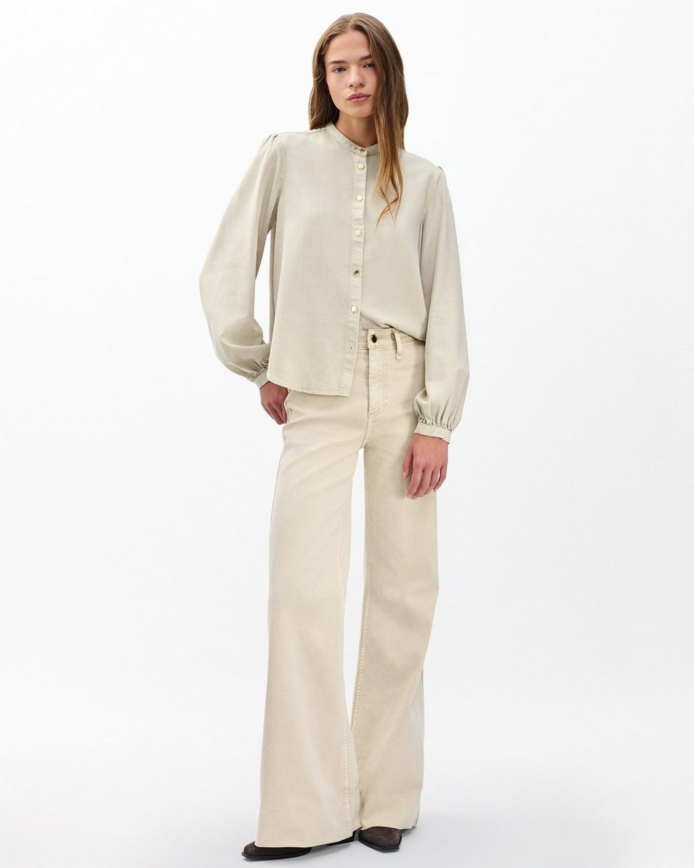 Sandra Denim Blouse - Sand Stone - Image 3