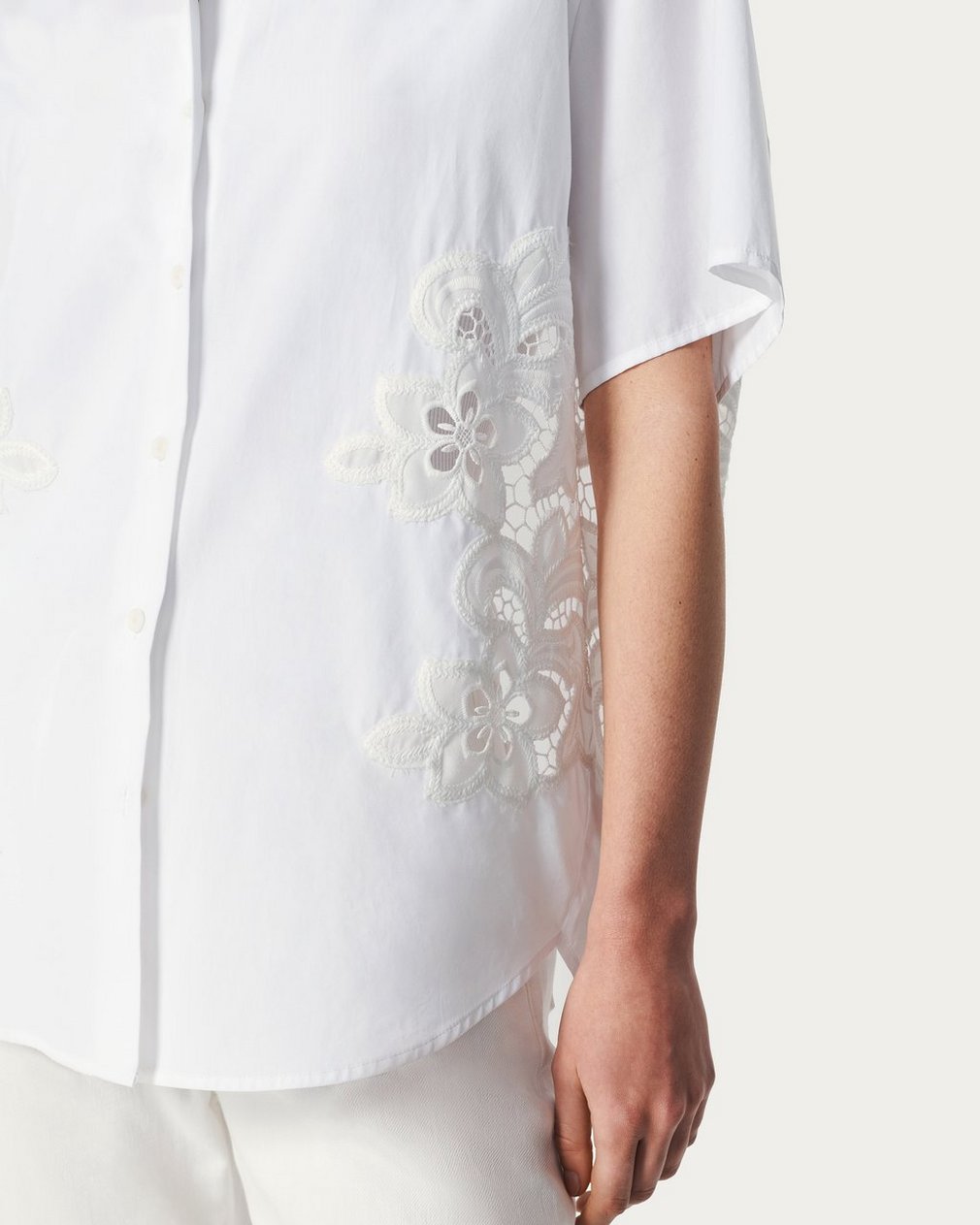 Amy Lace Poplin Shirt - White Lace - Image 4
