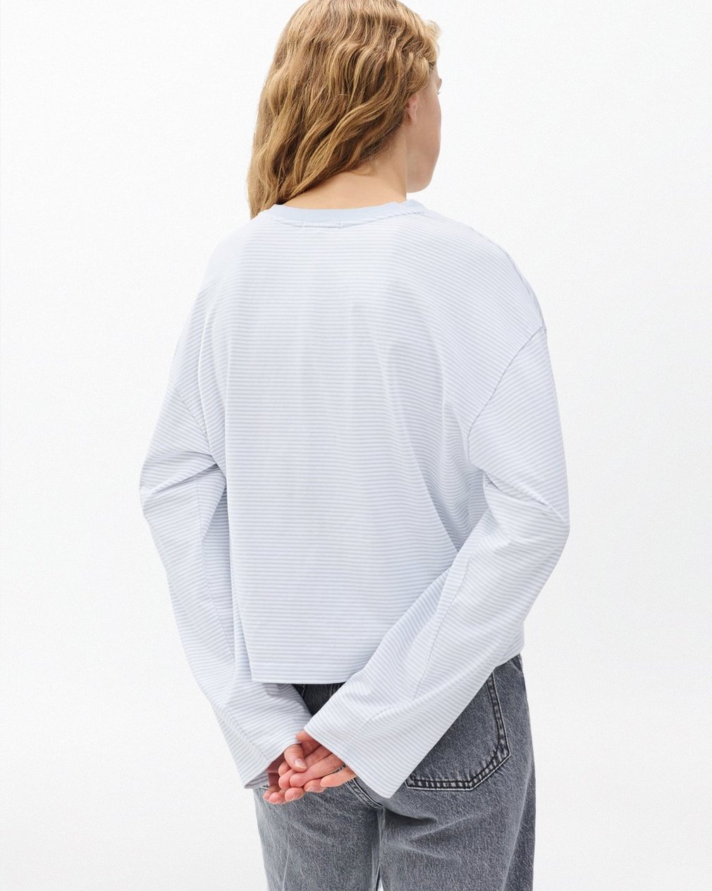 Kelly Boxy Striped Long-Sleeve Tee - Light Blue Multi - Image 6