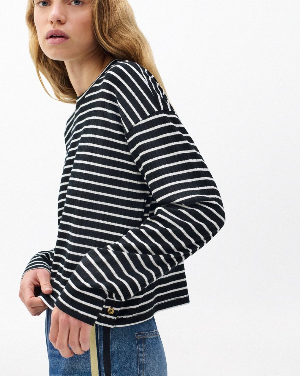 The Knit Striped Long-Sleeve Tee - Black Multi - Image 4