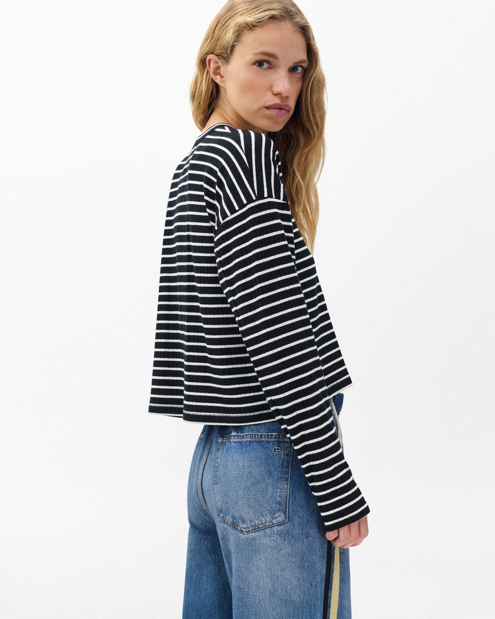 The Knit Striped Long-Sleeve Tee - Black Multi - Image 6