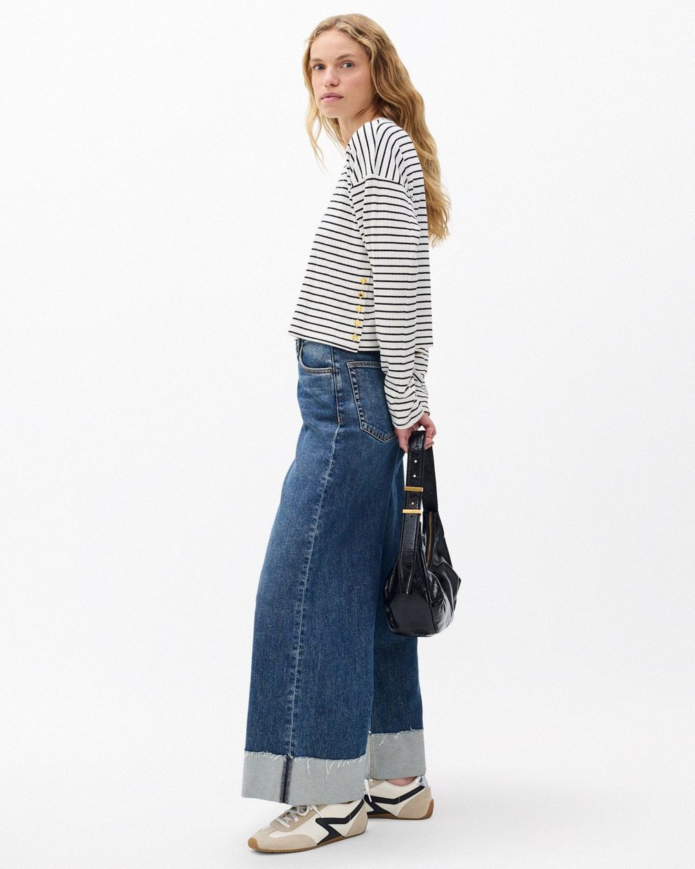 The Knit Striped Long-Sleeve Tee - Beige Multi - Image 3