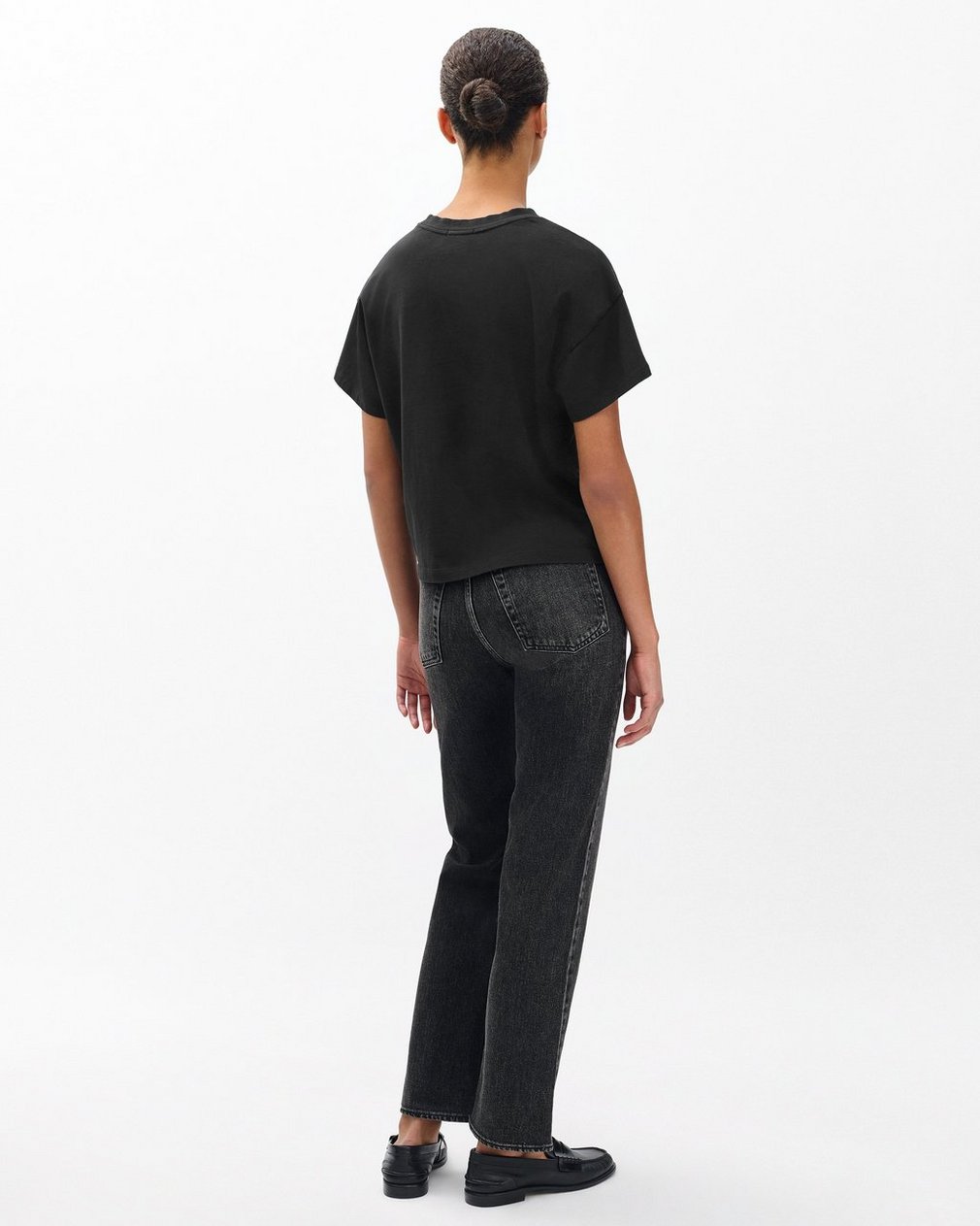 Kelly Boxy Cotton Tee - Black - Image 6