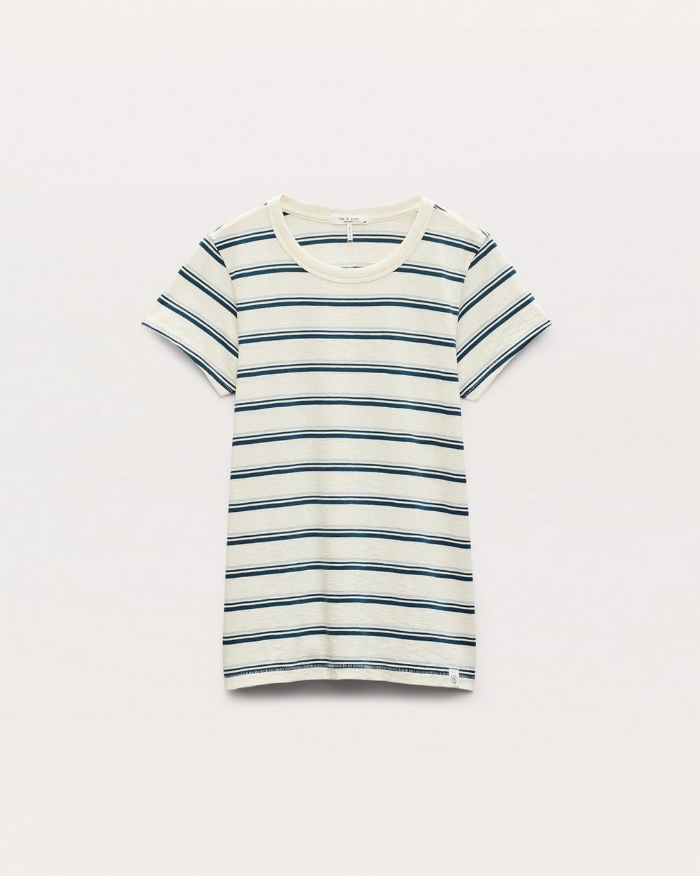 The Slub Striped Tee - Ivory/Blue Multi - Image 2