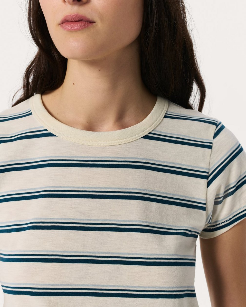 The Slub Striped Tee - Ivory/Blue Multi - Image 4